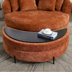 Fauteuil tonneau moderne rond avec 5 coussins et pouf en option