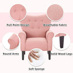 Fauteuil d’appoint moderne Erommy, fauteuil à dossier haut, canapé une place en tissu rembourré avec boutons et pieds en bois pour le salon