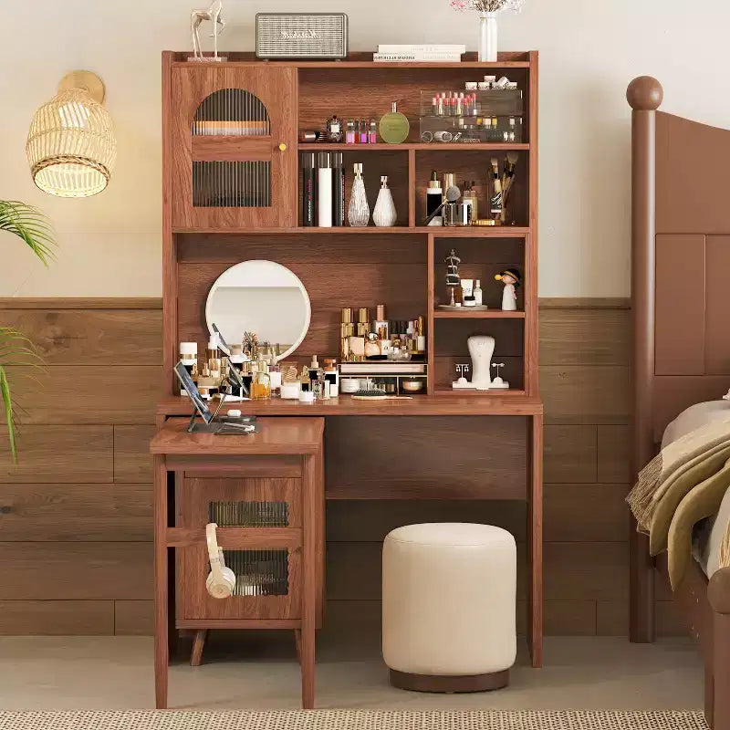 Scrivania moderna in legno per home office Okak con piano/sedia e libreria, scrivania da studio con spazio per adolescenti e studenti, per studio e ufficio