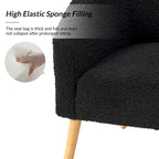 Fauteuil bouclé moderne Sheila de 30 W avec pieds en bois massif, lot de 2, par HULALA HOME