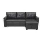 Divano componibile reversibile trasformabile con letto estraibile, chaise longue con contenitore nascosto e gambe resistenti
