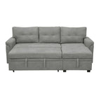 Divano componibile reversibile trasformabile con letto estraibile, chaise longue con contenitore nascosto e gambe resistenti