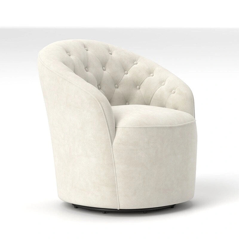 Lot de 2 fauteuils tonneau modernes SEYNAR en velours rembourré, pivotants à 360 degrés, avec dossier capitonné à boutons
